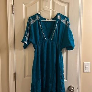 Teal midi dress. Size medium. Impressions.